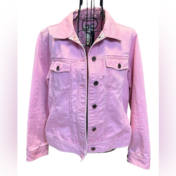 Vintage LL Bean Pretty in Pink button Up Jean Jacket size Small - Picture 1 of 16